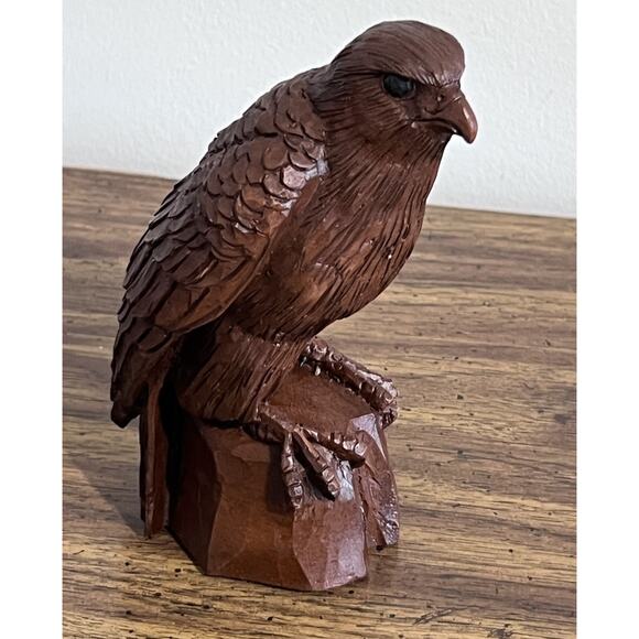 Red Mill Hand Carved Pecan Wood Eagle Sculpture signed Wetherbee - Picture 2 of 8